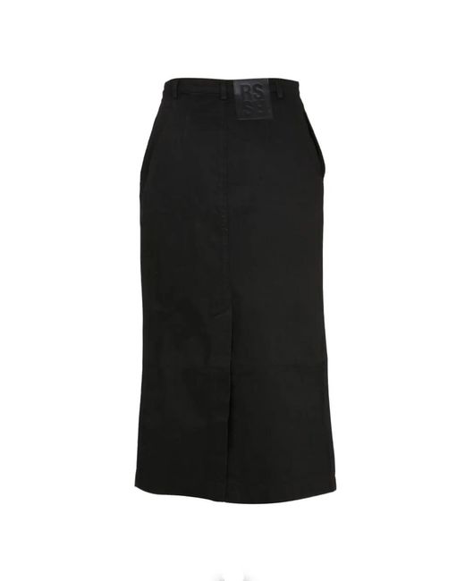 Raf Simons Black Jupe Mi-Longue À Boutonnière