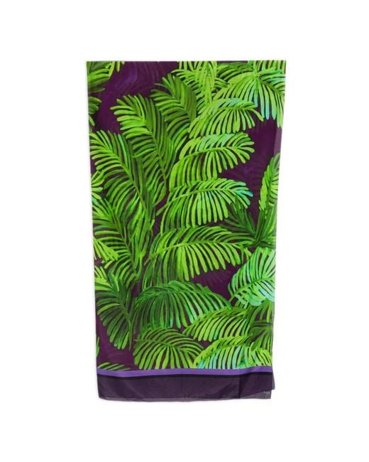 Psophia Green Floral-Print Scarf