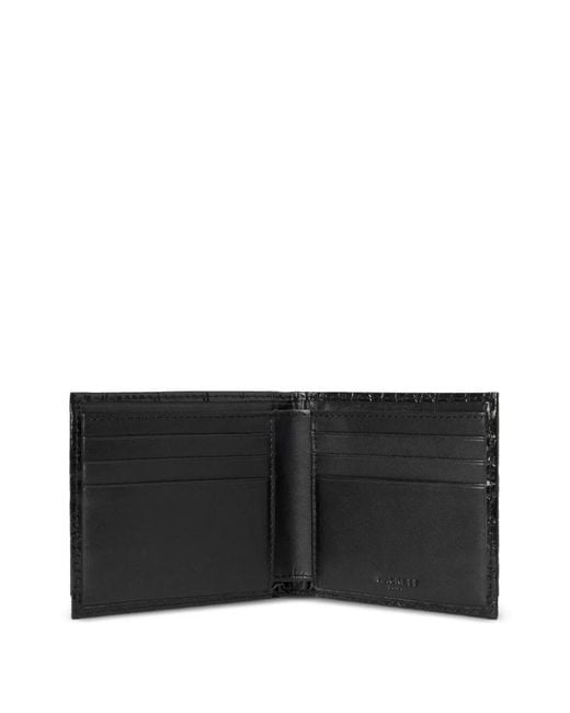 Hackett Black Croc-Stamped Billfold Wallet for men