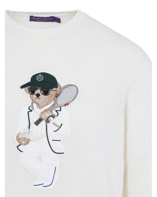 Ralph Lauren White Crew Neck Sweater for men