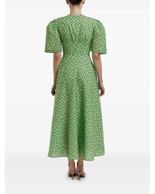 POST MERIDIEM Green Button-Down Midi Dress