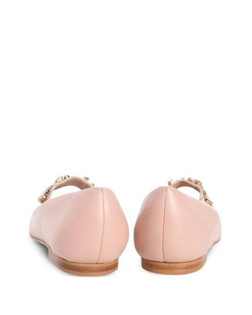Casadei Pink Crystal-Embellished Ballerina Shoes