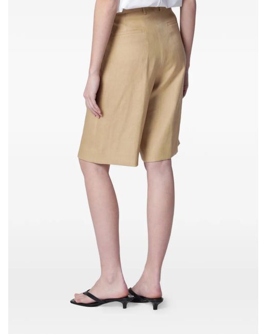 Tagliatore Natural Pleated Linen Shorts