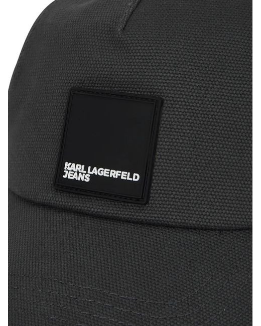 Karl Lagerfeld Black Logo-Patch Baseball Cap for men