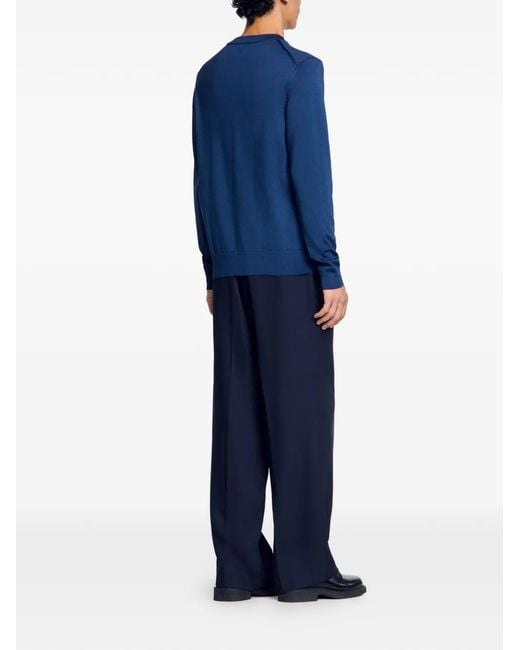 Sandro Blue Fine Knit Sweater for men