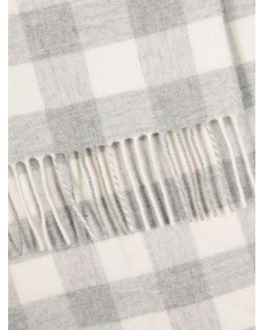 Acne White Logo-Patch Checked Wool Scarf