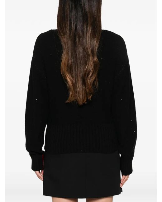 Liviana Conti Black Sequin-Embellished Boat-Neck Sweater