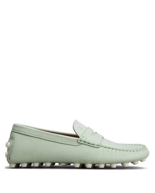 Tod's Green Pebble-Detail Leather Loafers