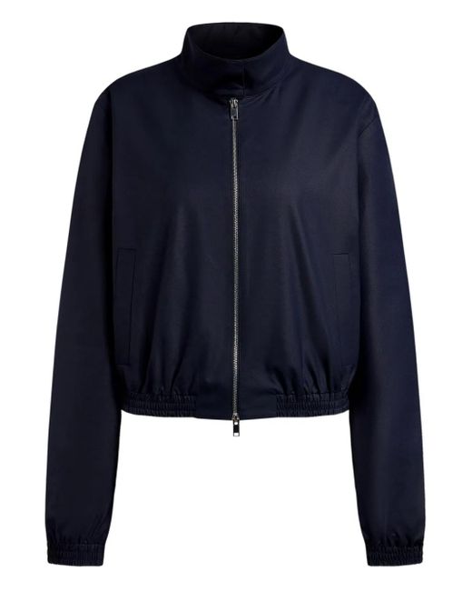 12 STOREEZ Blue Zip-Up Elasticated-Waist Bomber Jacket