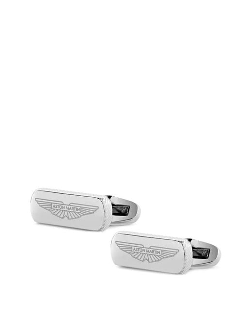 Aston Martin Watches White Engraved-Logo Polished Cufflinks for men