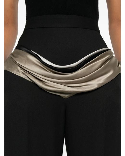 Burc Akyol Black Draped-Detail Stirrup Trousers