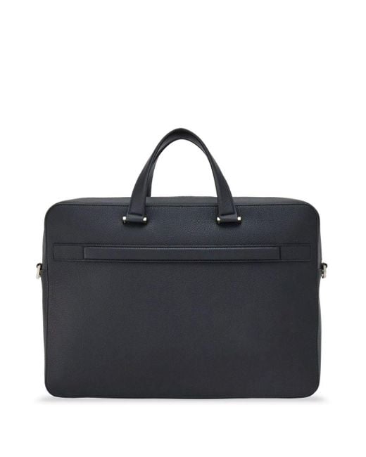 Ferragamo Black Monogram Embossed Leather Briefcase for men