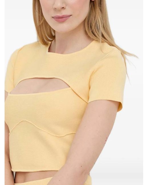 Patrizia Pepe White Cutout Short-Sleeve Top