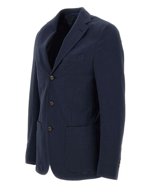 Eleventy Blue Single-Breasted Blazer for men