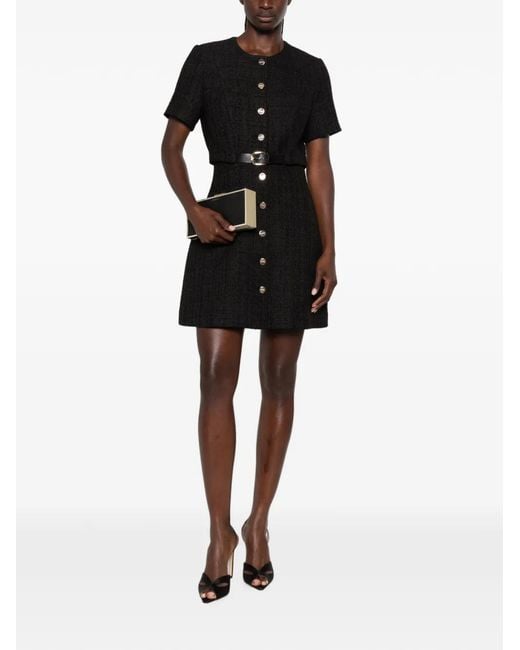 Sandro Black Belted Button-Front Mini Dress
