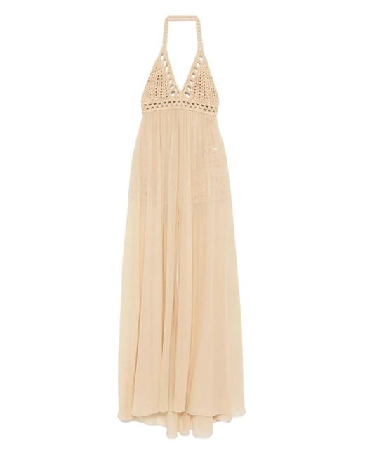 Elie Saab Crochet Maxi Dress White