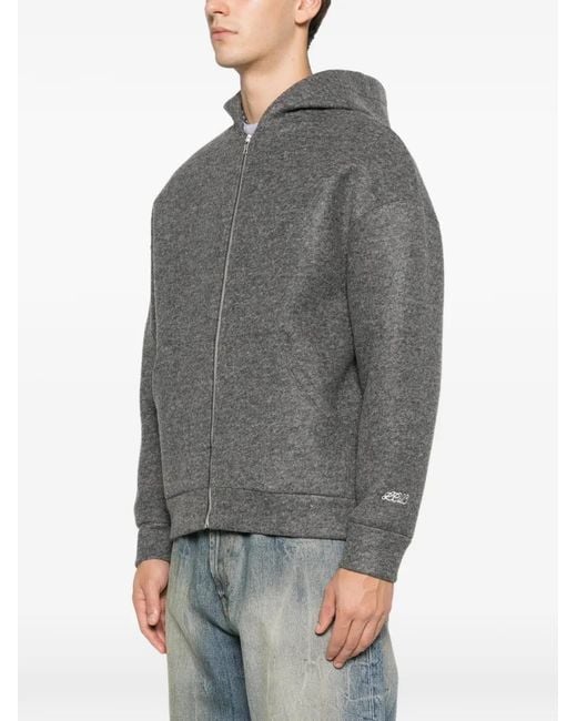 LC23 Men's Gray Zip-Up Hooded Jacket casual jackets