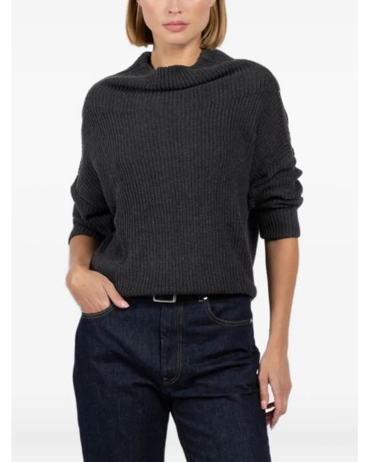 Autumn Cashmere Black Gerippter Rollkragenpullover