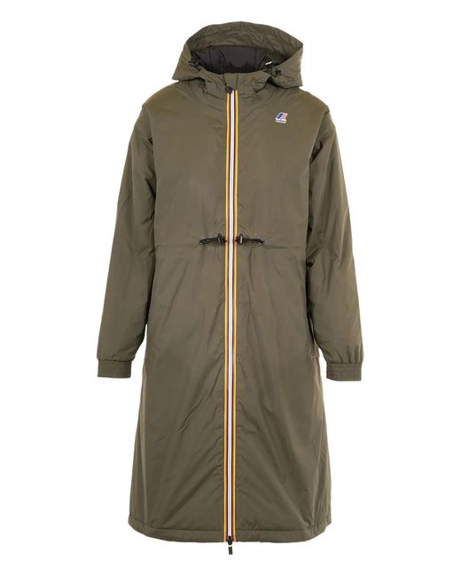 K-Way Green Delia Zip-Fastening Parka Coat