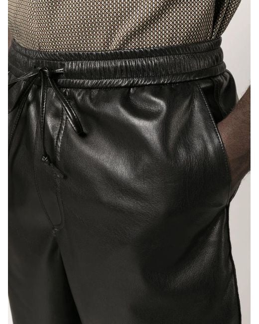 Nanushka Black Doxxi Vegan Leather Bermuda Shorts for men