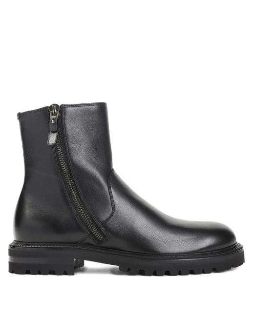 Giorgio Armani Black Zip Leather Boots for men