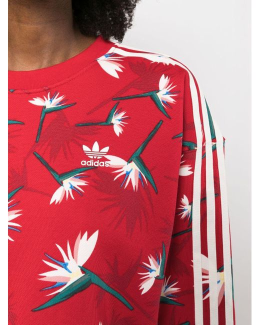 adidas Sweatshirt mit Blumen-Print in Rot | Lyst DE