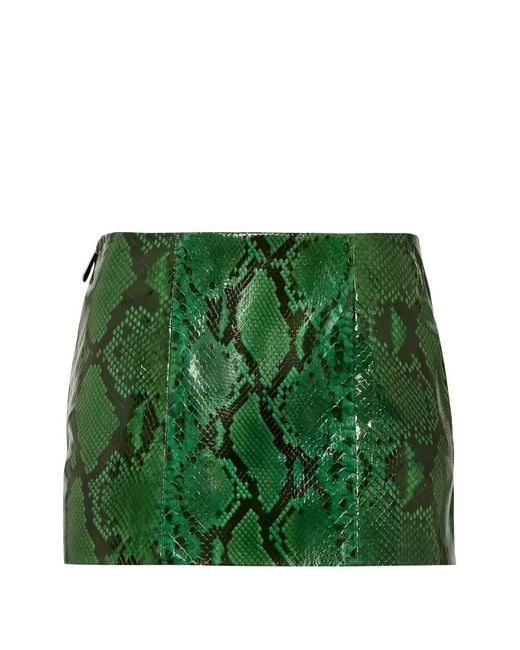 Philipp Plein Green Python Leather Mini Skirt