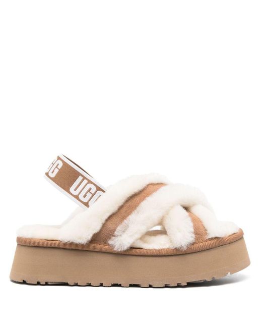 UGG Disco Cross Slide Sandals in Natural Lyst UK