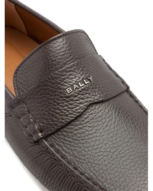 Bally Gray Pilot Leather Loafers for men