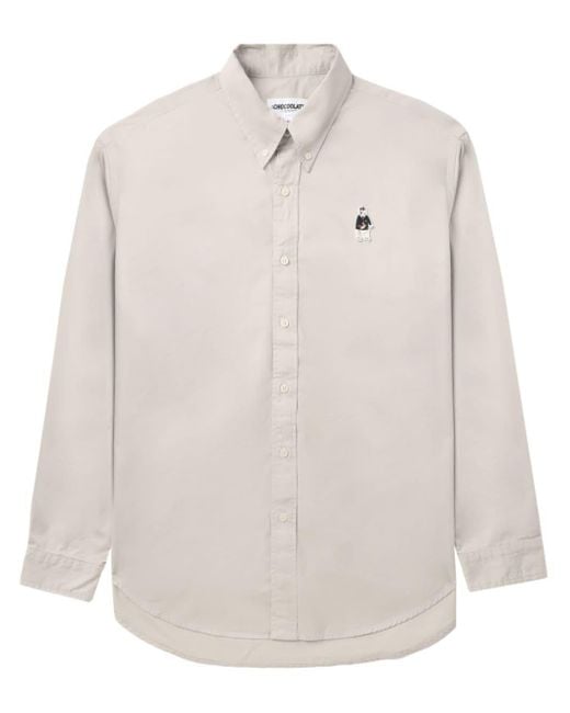 Chocoolate White Patch-detail Cotton Shirt for men