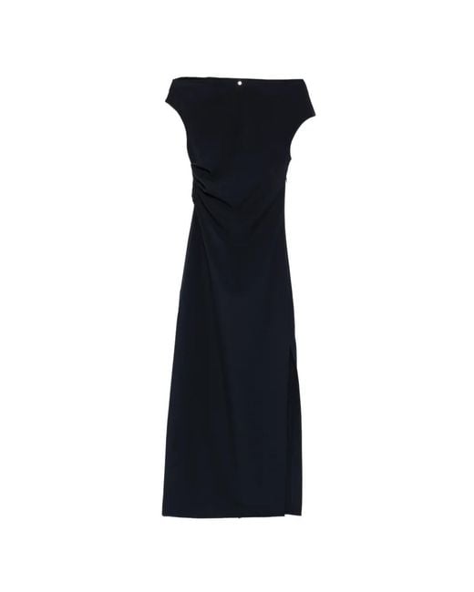 P.A.R.O.S.H. Black Off-Shoulder Maxi Dress