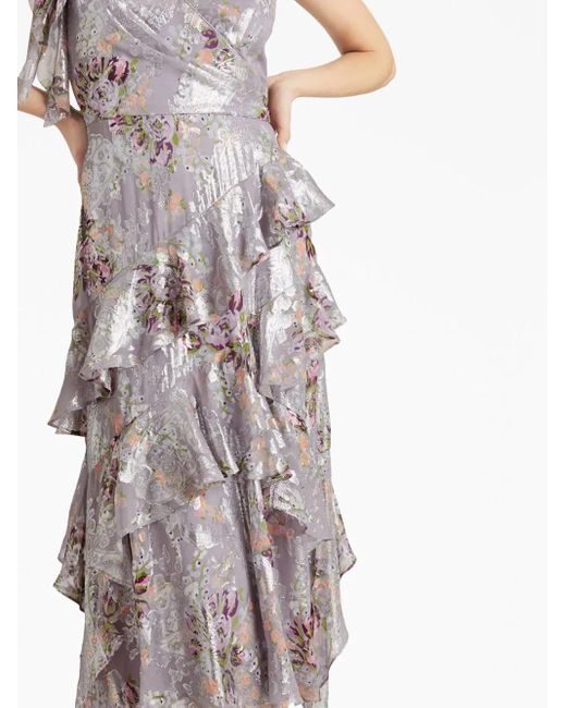 Cinq À Sept Gray Gerüschtes Trevor Kleid Mit Blumen-Print