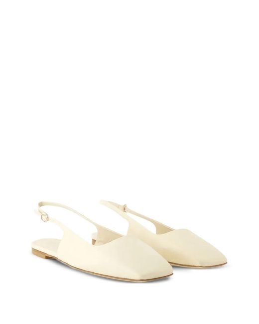Aeyde Natural Liya Slingback Leather Flat Pumps