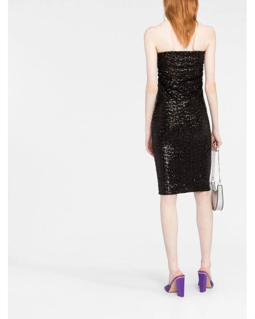 P.A.R.O.S.H. Black Sequins Off-Shoulder Dress