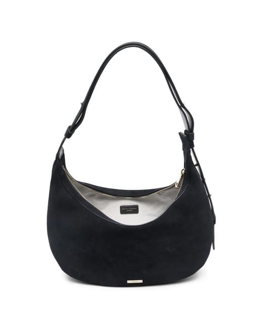 Aspinal Black Hudson Crescent Shoulder Bag