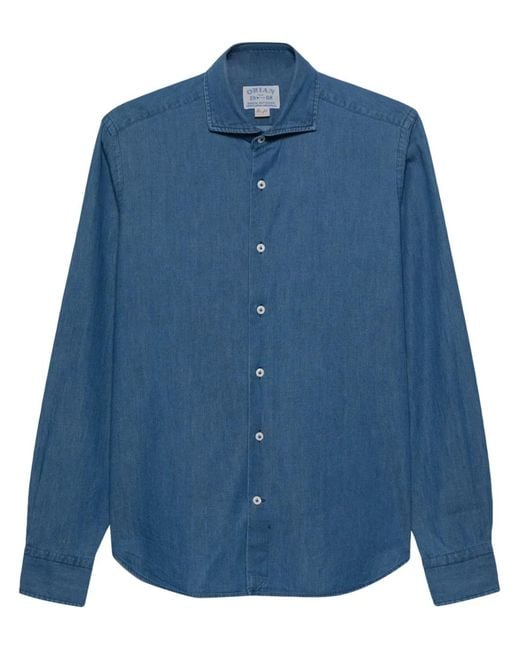 Orian Blue Chambray Cotton Shirt for men