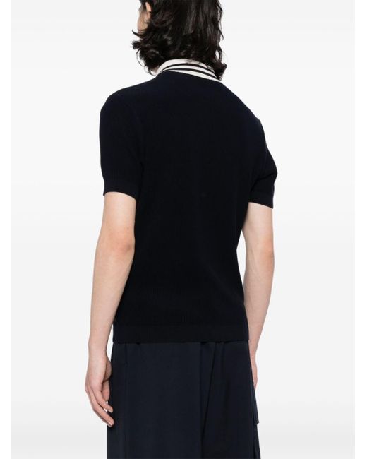 Paul & Shark Black Fine-Ribbed Cotton Polo Shirt for men