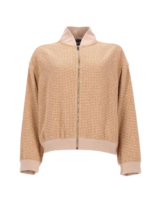 Fabiana Filippi Natural Textured-Finish Zip-Up Bomber Jacket