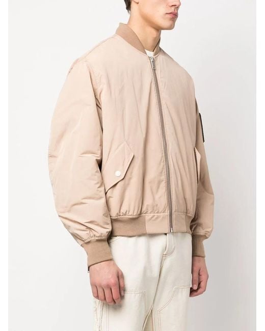 424 Pink Logo-Patch Quilted Bomber Jacket for men