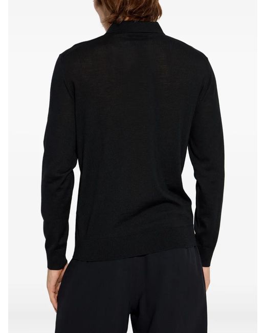 Giorgio Armani Black Long-Sleeve Polo Shirt for men