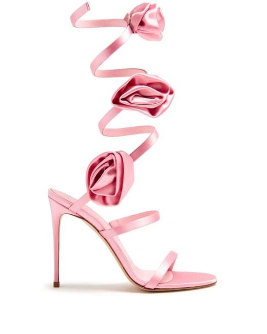 Le Silla Pink Rose Sandalen mit Wickelriemen 110mm