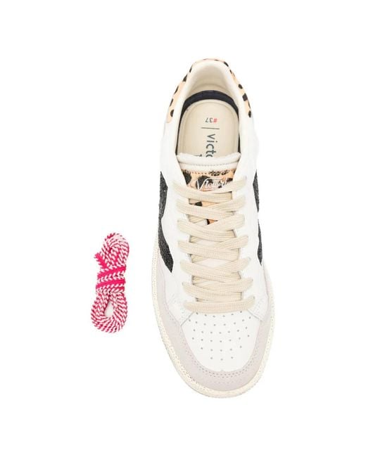 Victoria White Glitter-Detail Sneakers