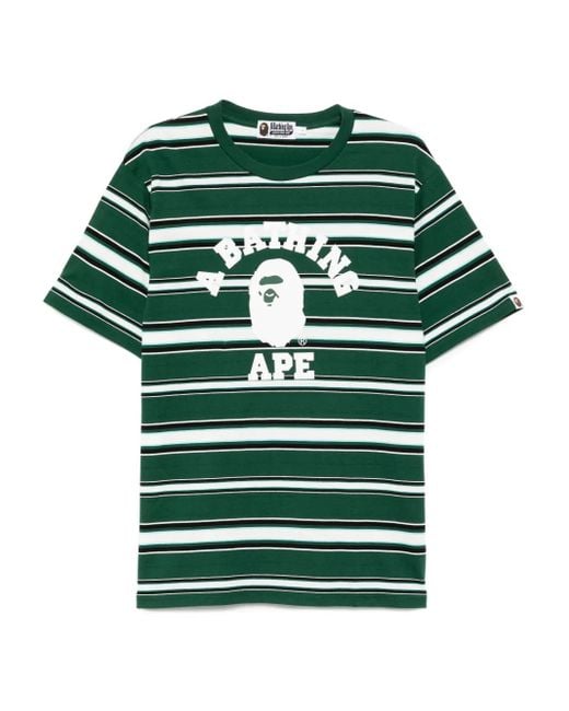 A Bathing Ape Green Striped T-Shirt for men