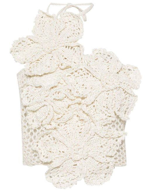 Cult Gaia White Nazanin Crochet-knit Top
