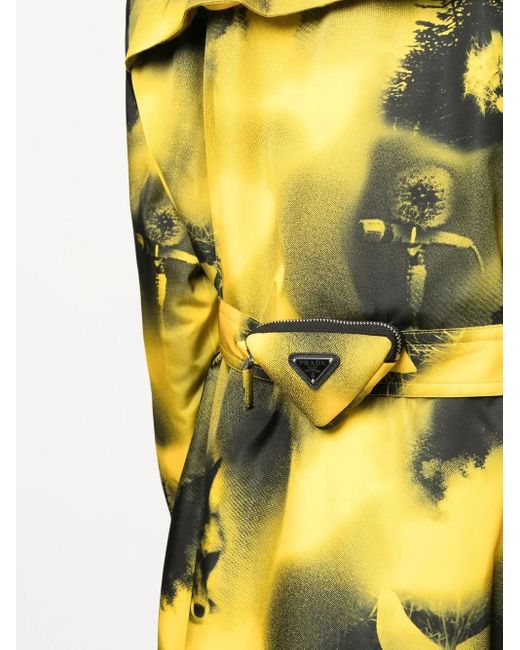 Prada Yellow Re-nylon Abstract-printed Parka Coat for men