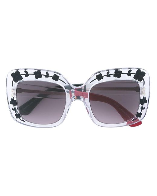 Gucci White Rechteckige Oversized-Sonnenbrille