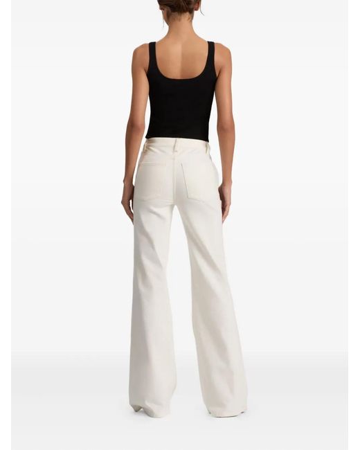 Alice + Olivia White High-Rise Wide Leg Flare Pant