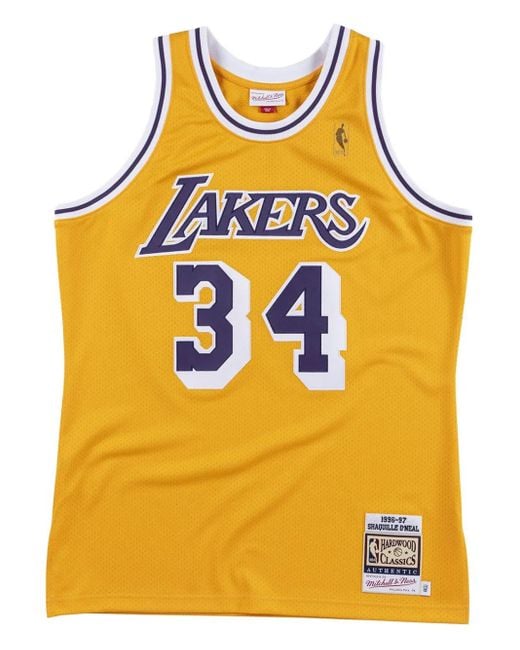 Mitchell & Ness Yellow Lakers 1996 Shaquille O'Neal Jersey for men