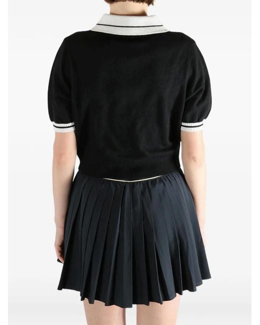 Malbon Golf Black Mikayla Short-Sleeves Collared Polo Top
