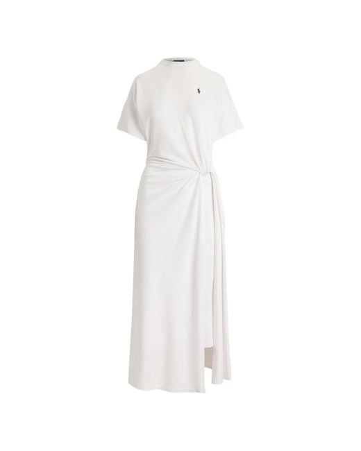 Polo Ralph Lauren White Twist-Detail T-Shirt Dress
